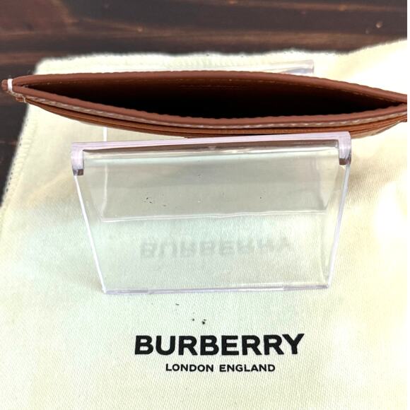 NWT Burberry TB Logo Plaque Leather Card Case in Warm Russet - Picture 9 of 13